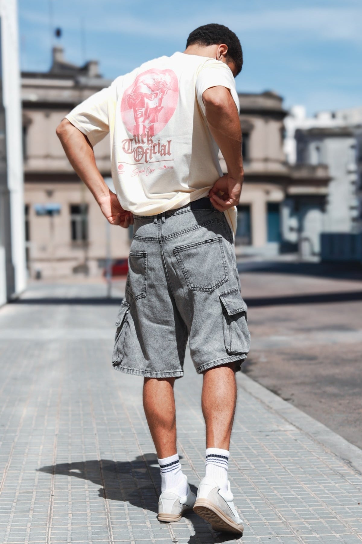 Bermuda Baggy Cargo Break Gris Claro