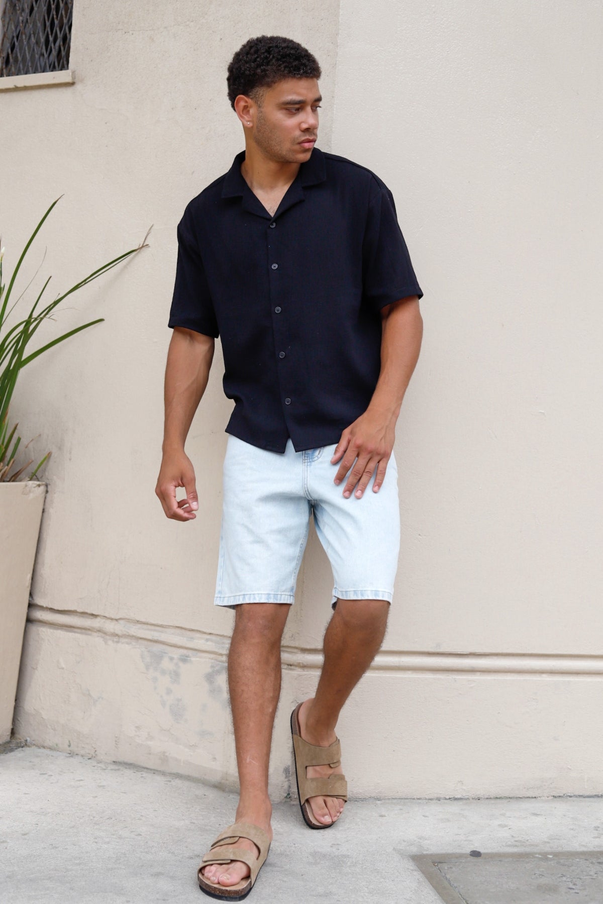 Camisa Lino Toscana Negro