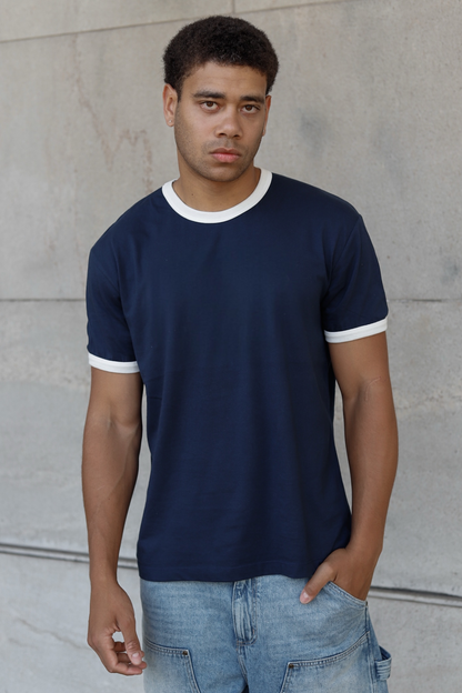 Remera Contraste Varsity Azul
