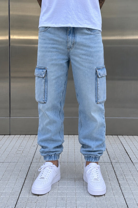 Jean Cargo Mom Derby Celeste