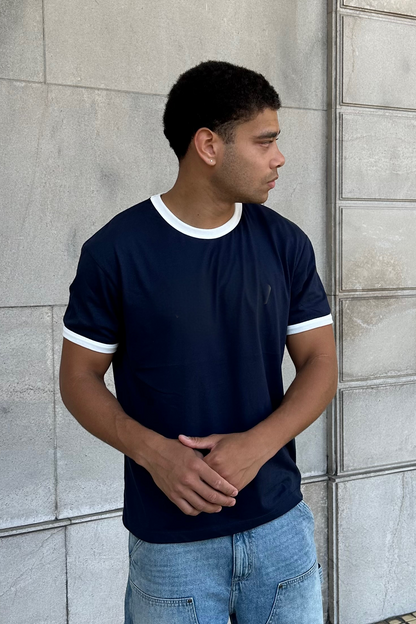 Remera Contraste Varsity Azul
