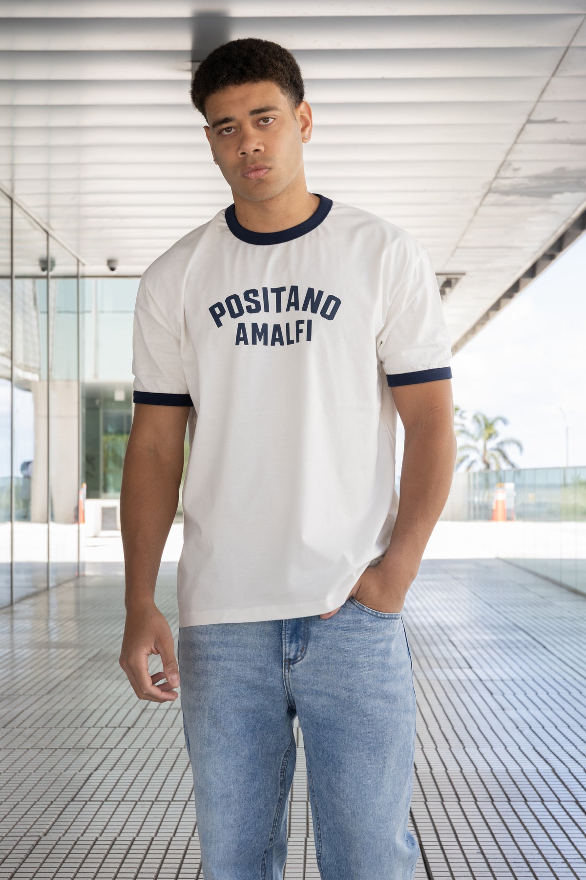 Remera Cuello Combinado Amalfi Blanco