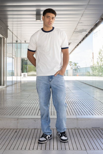 Remera Contraste Varsity Bla/Azul