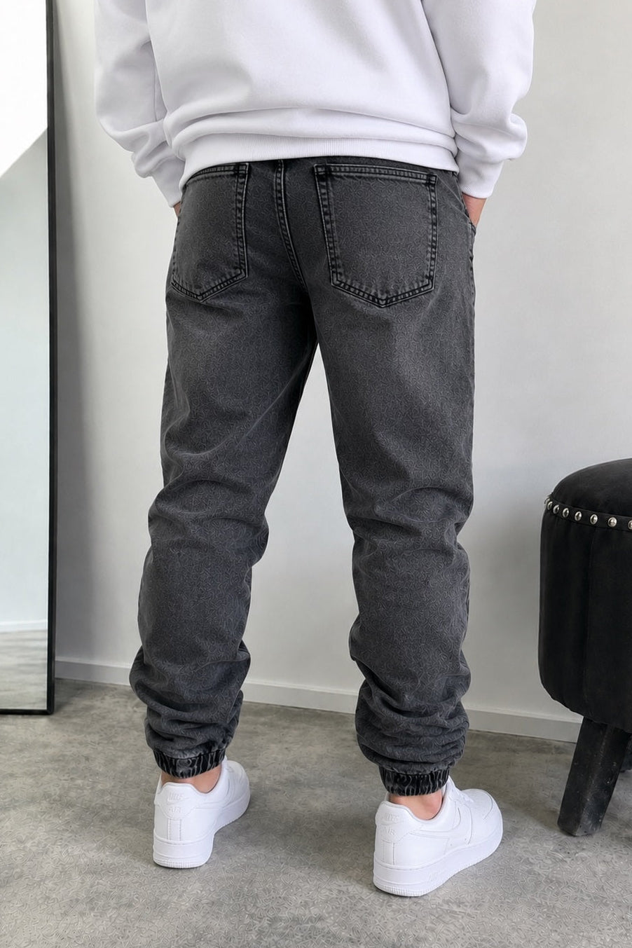 Jean Mom Liso Dortmund Gris Oscuro
