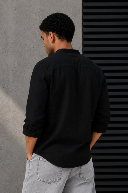 Camisa Lino Ibiza Negro