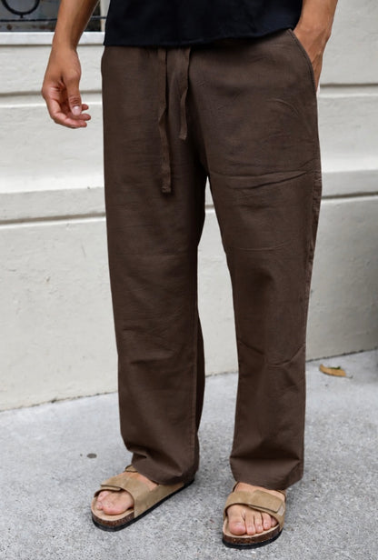 Pantalón Tusor Lino Toscana Marron