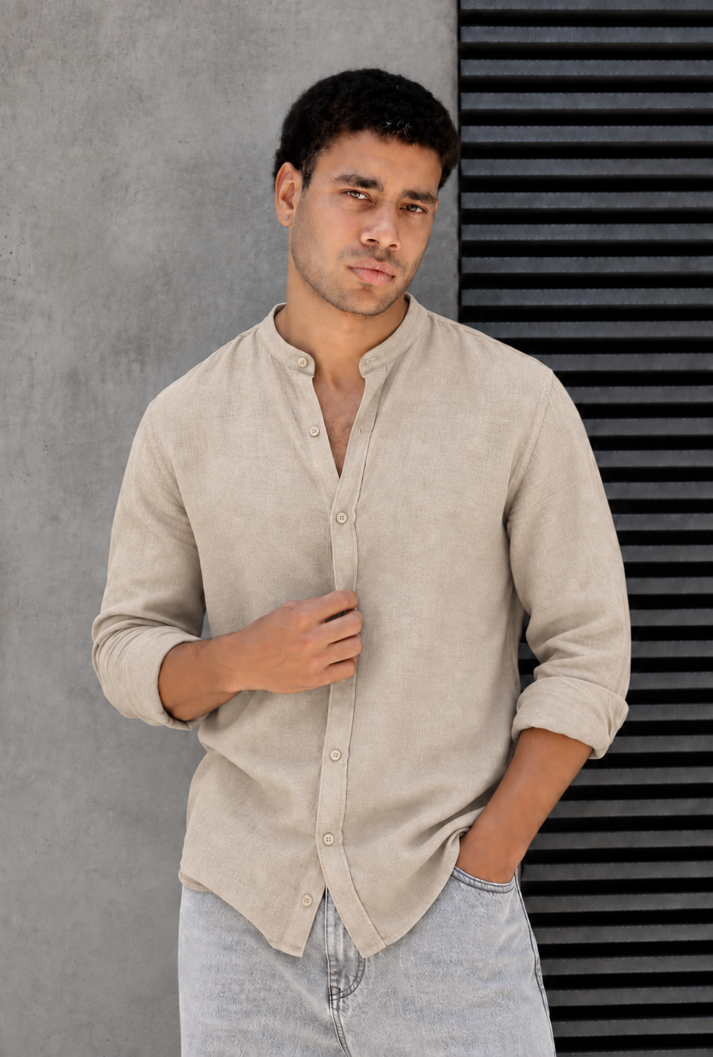 Camisa Algodon Lino Ibiza Beige