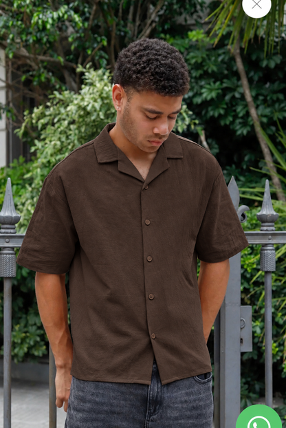 Camisa Tusor Lino Toscana Marron