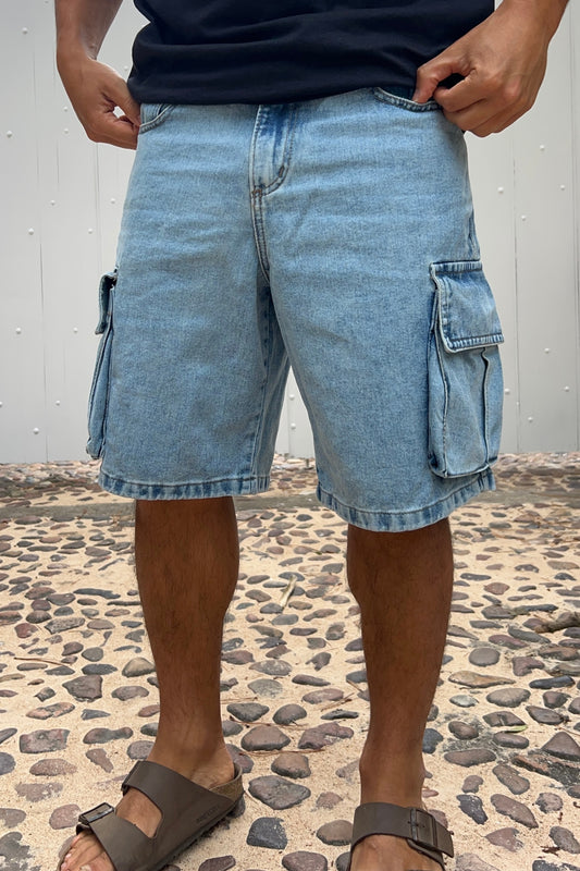Bermuda Baggy Cargo Break Celeste