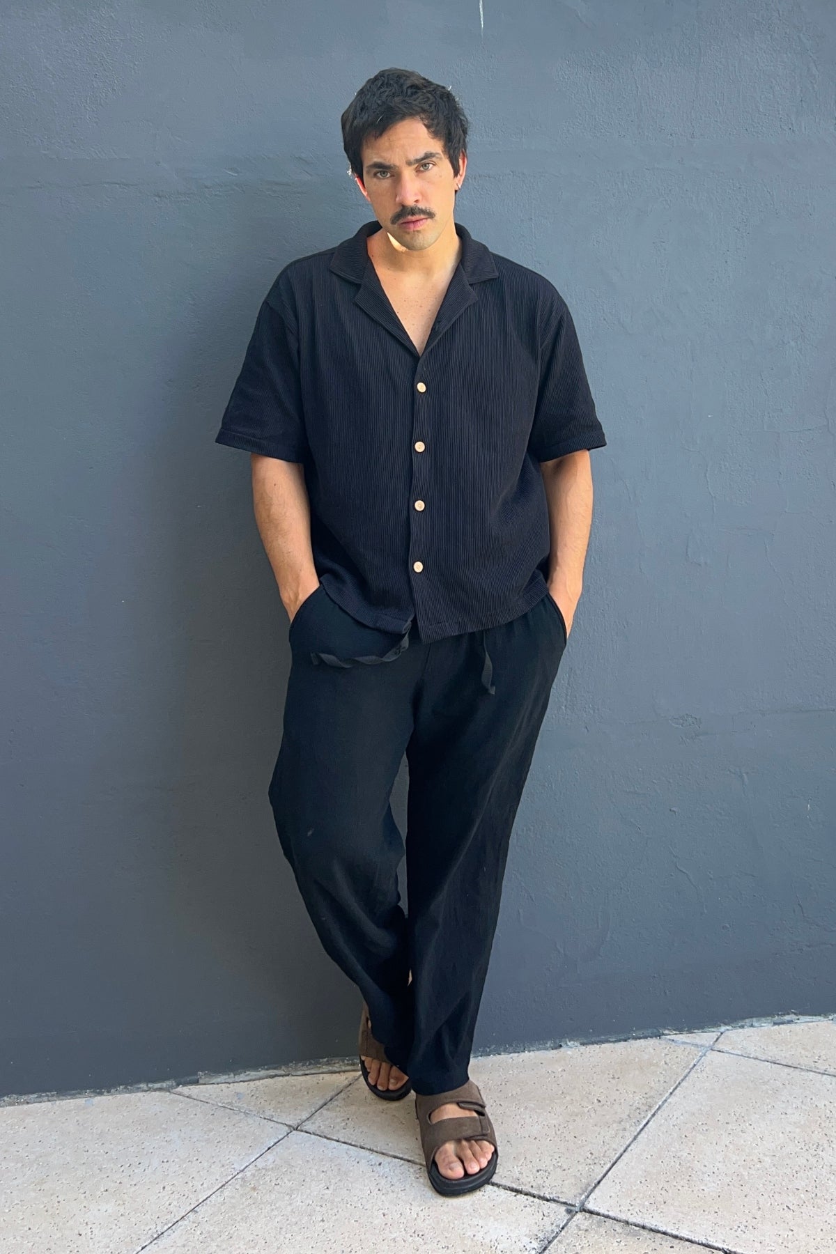 Pantalon Lino Toscana Negro