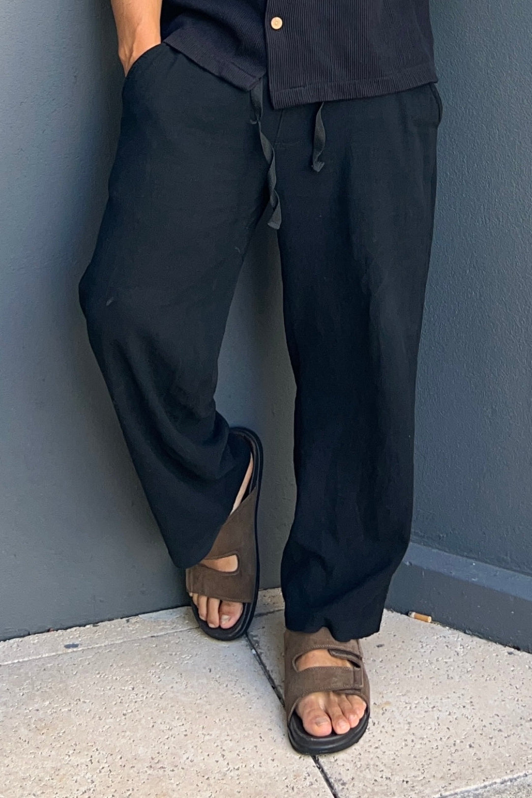 Pantalon Lino Toscana Negro