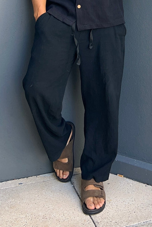 Pantalon Lino Toscana Negro