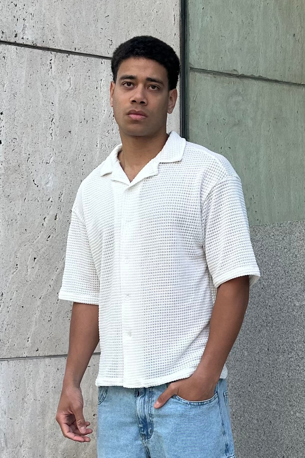 Camisa Tejida Malaga Blanca