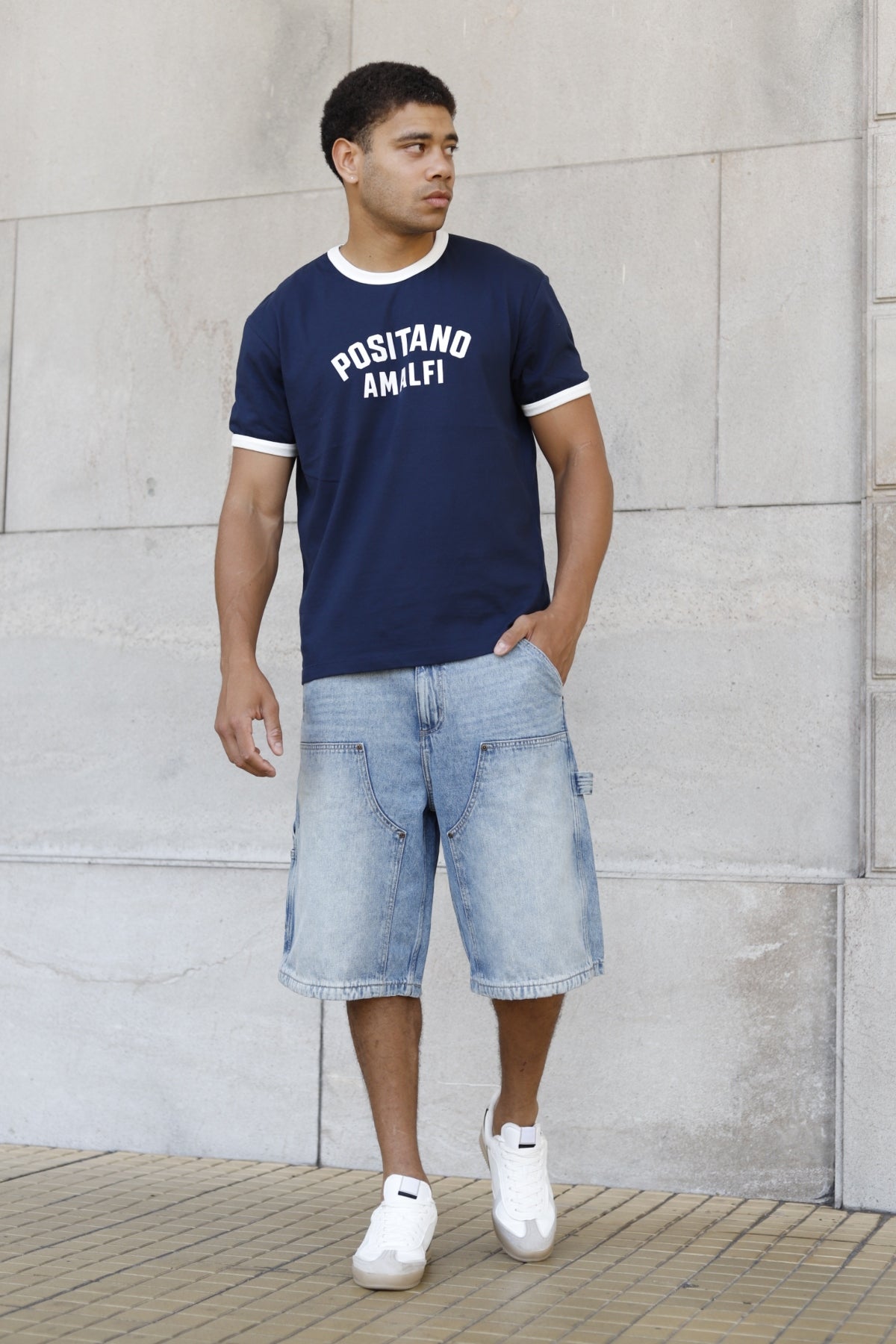 Remera Cuello Combinado Amalfi Azul