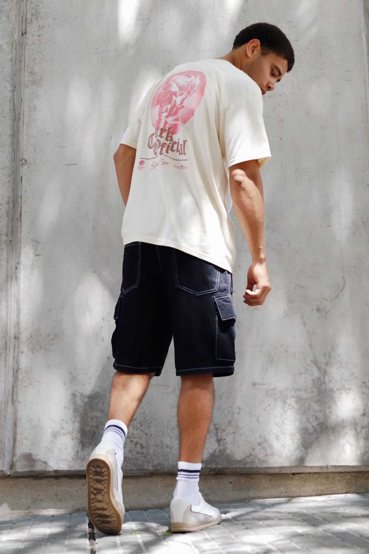 Bermuda Baggy Costura Blanca Break Negro