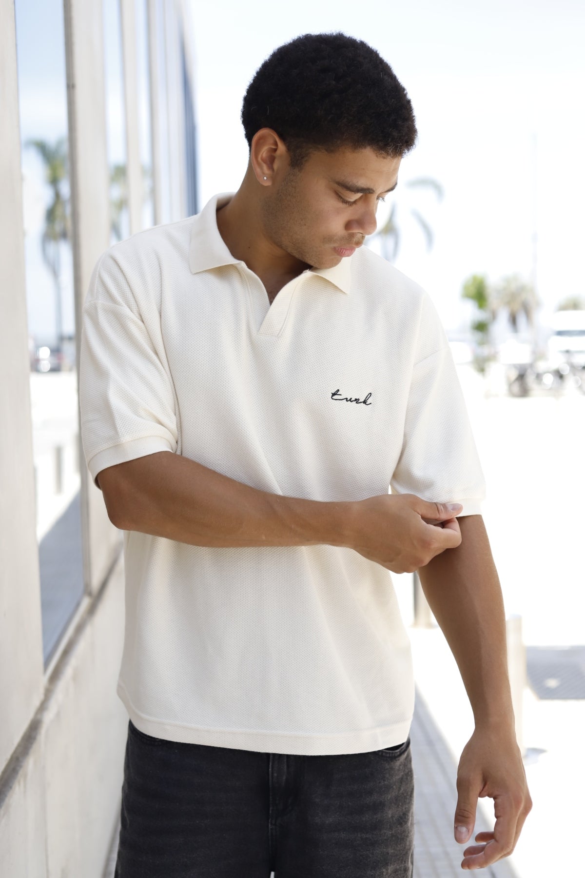 Remera Piqué Neck Crudo