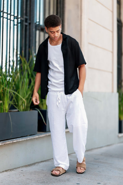 Pantalon Lino Toscana Blanco