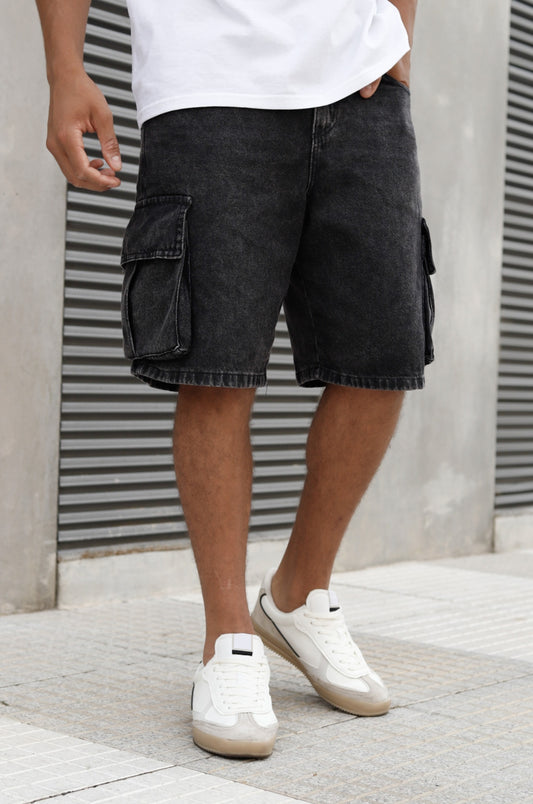 Bermuda Baggy Cargo Break Gris Oscuro