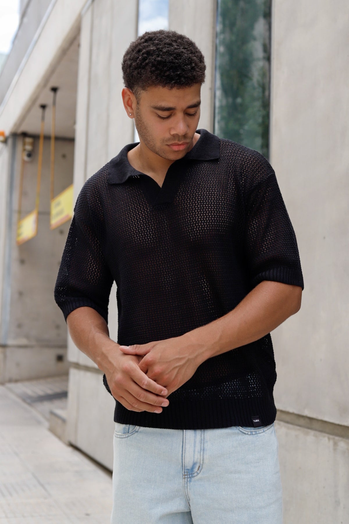 Remera Tejida Oversize Grecia Negro