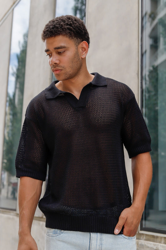 Remera Tejida Oversize Grecia Negro