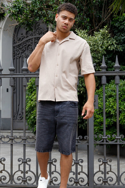 Camisa Lino Toscana Beige