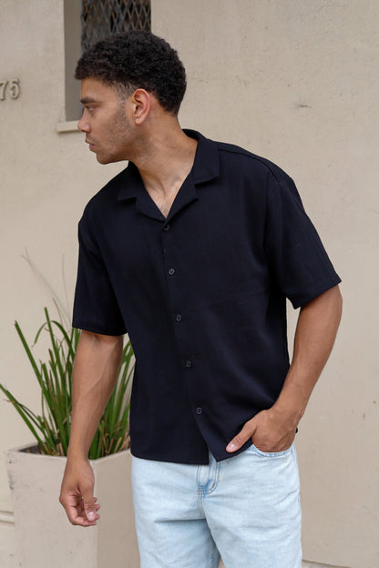Camisa Lino Toscana Negro