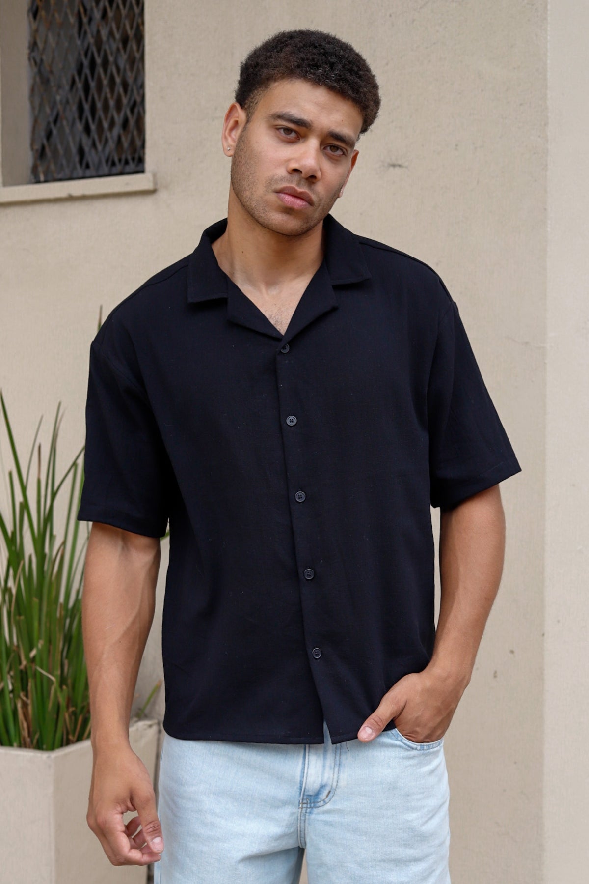 Camisa Lino Toscana Negro