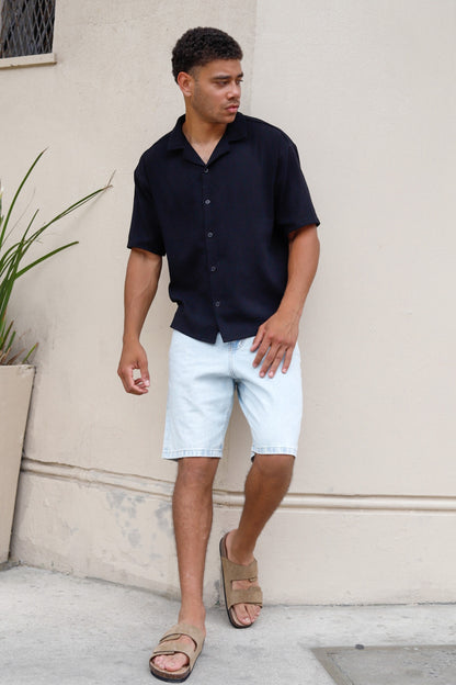 Camisa Lino Toscana Negro