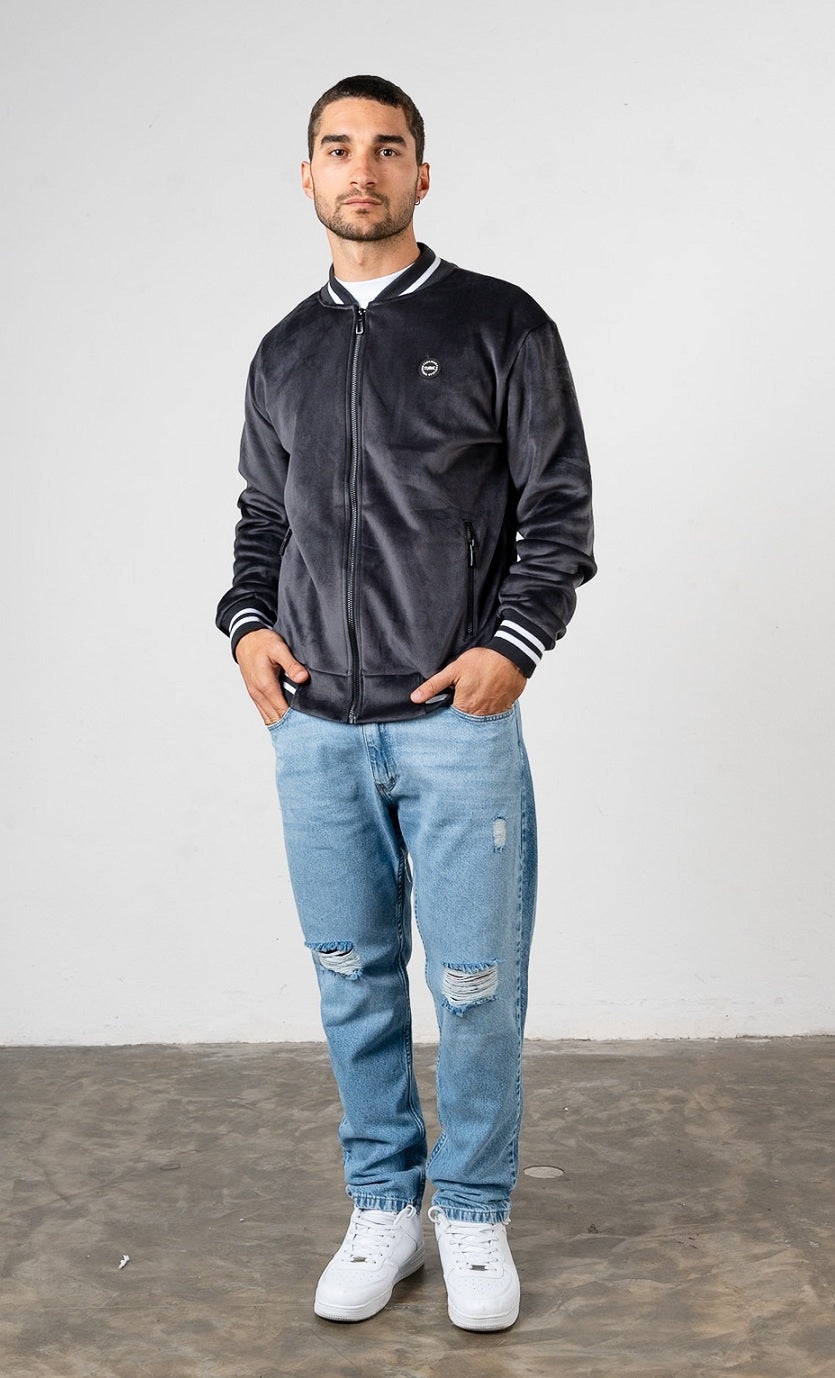 Campera Plush Denver Gris Oscuro