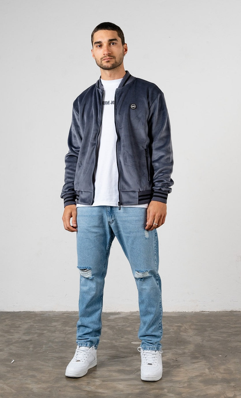 Campera Plush Denver Gris Claro