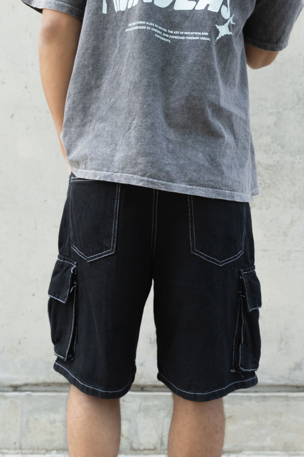 Bermuda Baagy Costura Blanca Break Negro