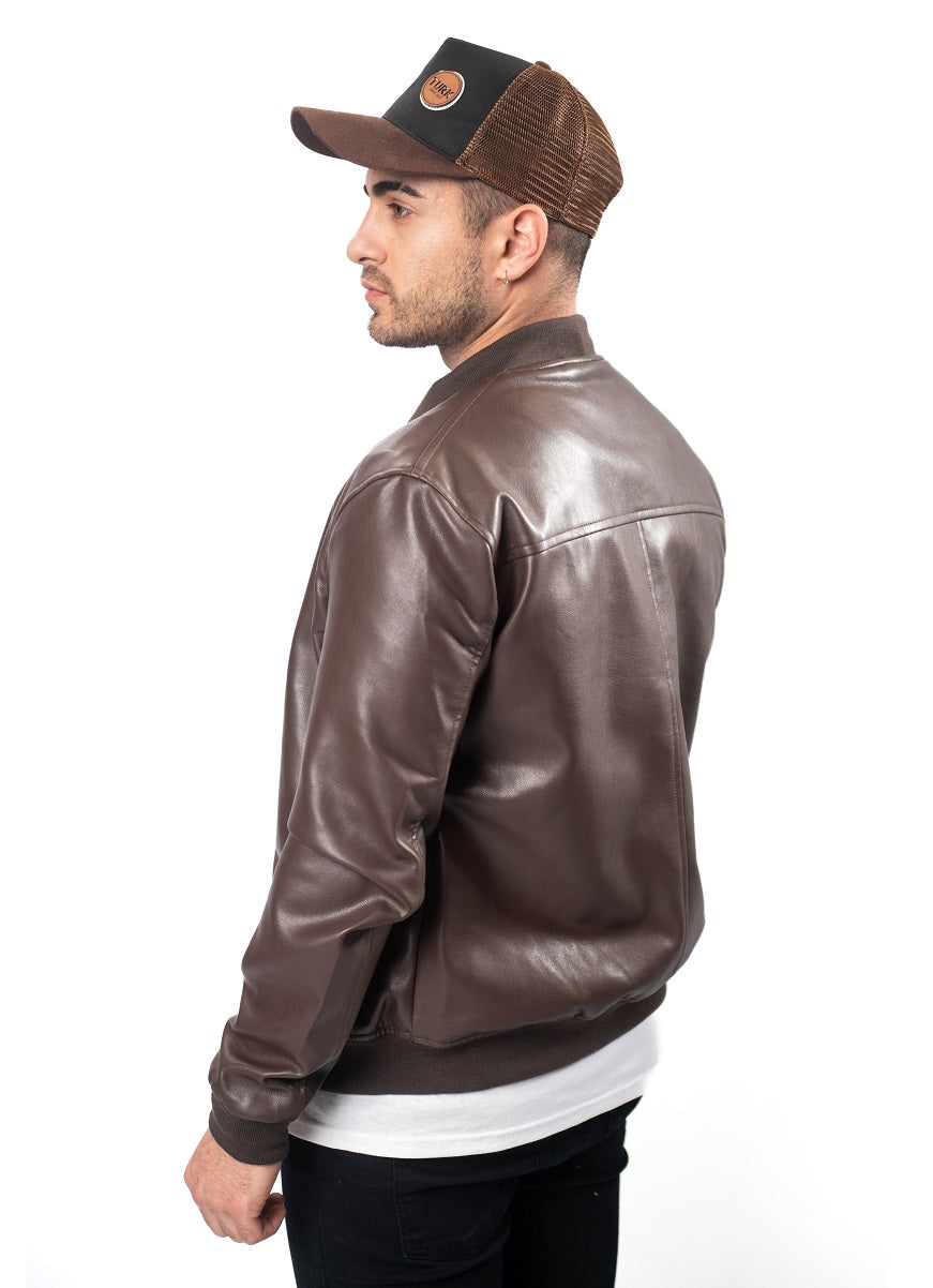 Campera Bomber Cuero Morris Marrón