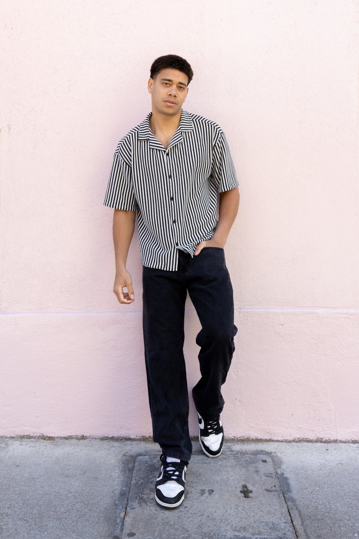 Camisa Rayas Tejida Bla/Neg