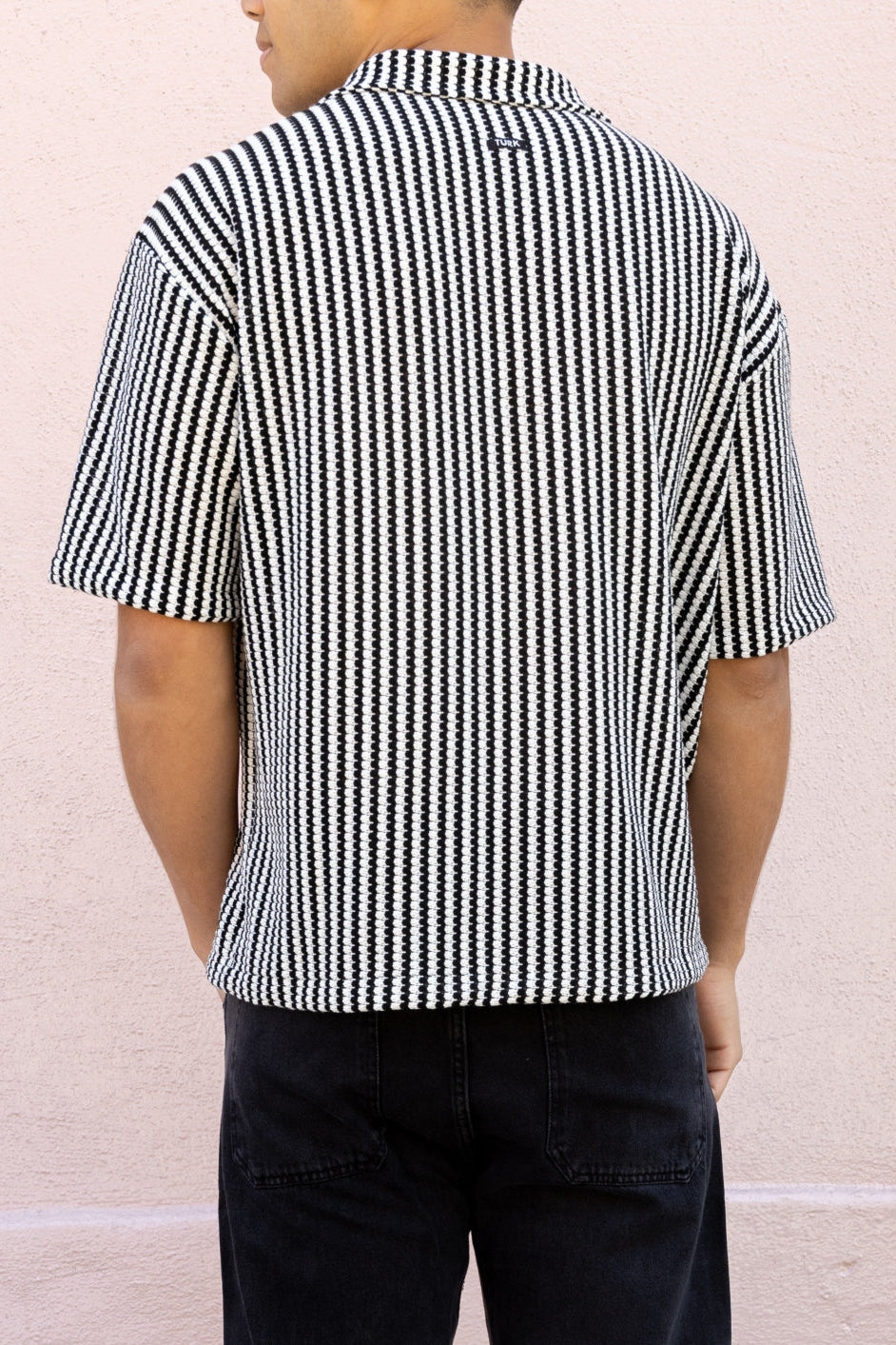 Camisa Rayas Tejida Bla/Neg