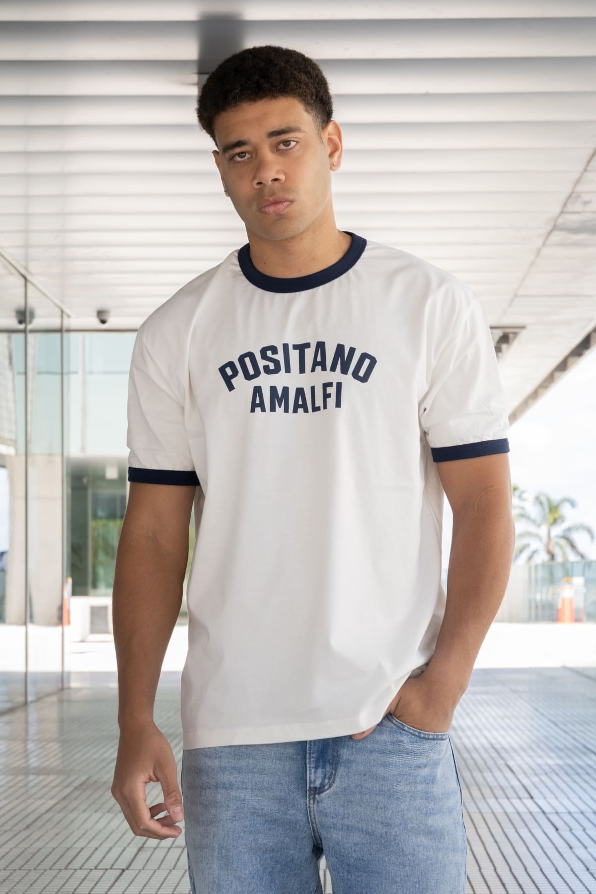 Remera Cuello Combinado Amalfi Blanco