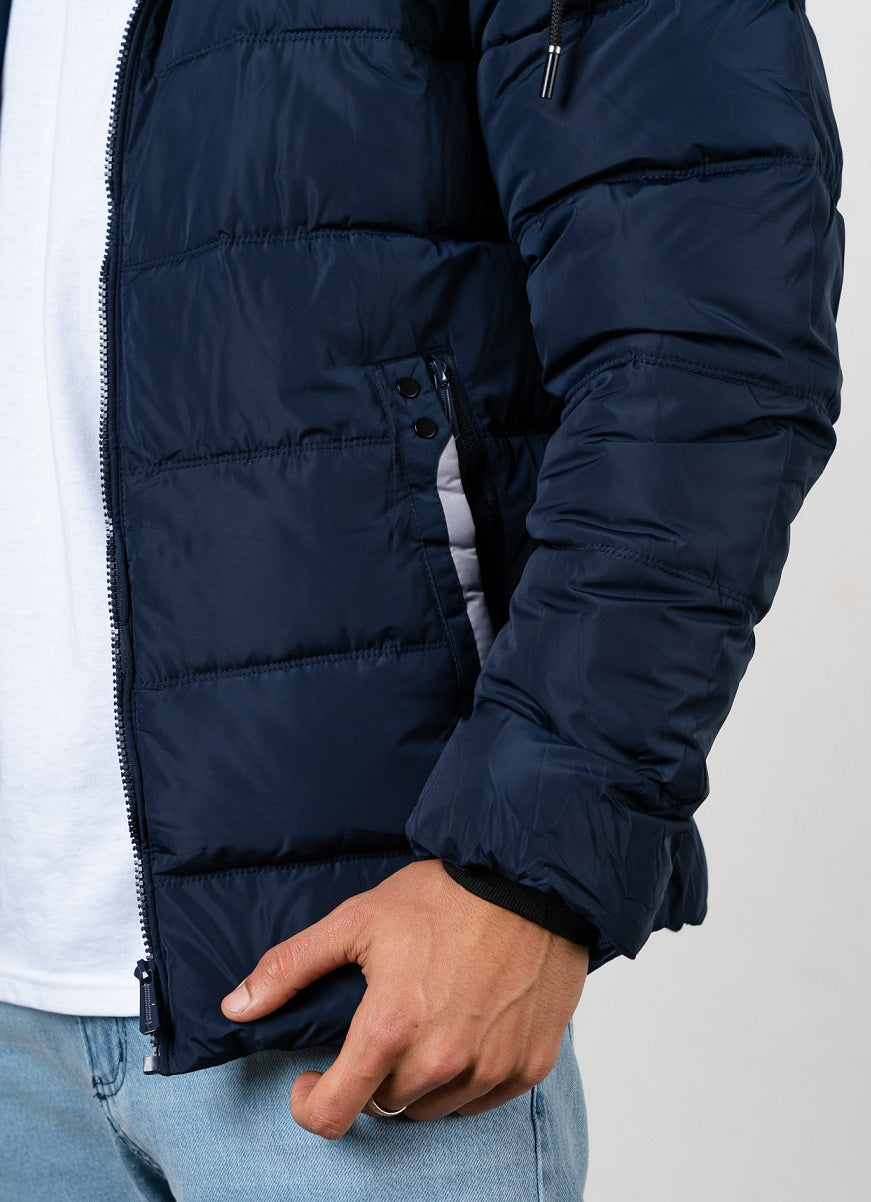 Campera Nylon Puffer Azul