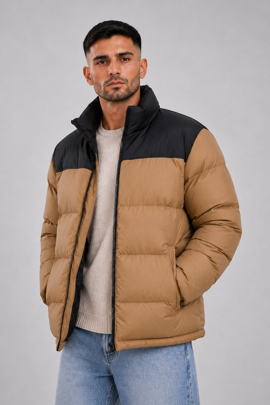 Campera Nylon Puffer Bronx Beige
