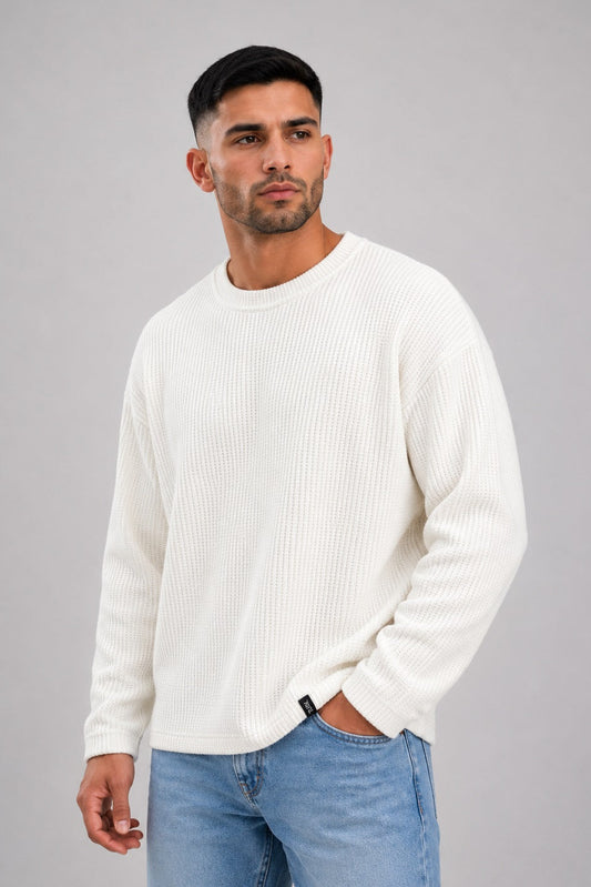 Buzo Tejido Waffle Trento Blanco