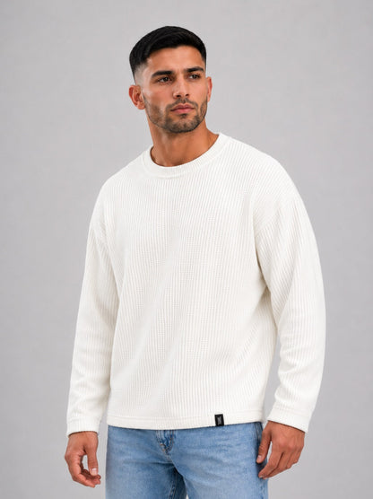 Buzo Tejido Waffle Trento Blanco