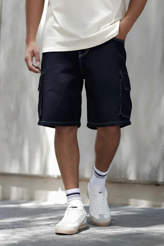 Bermuda Baggy Costura Blanca Break Negro