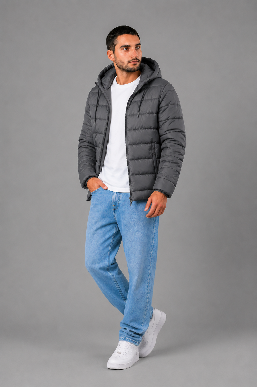 Campera Nylon Inflada Okland Gris