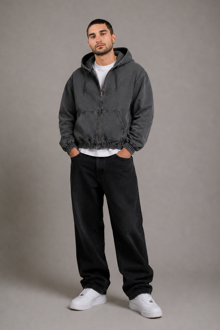 Campera Jean Boxy Duke Gris Claro