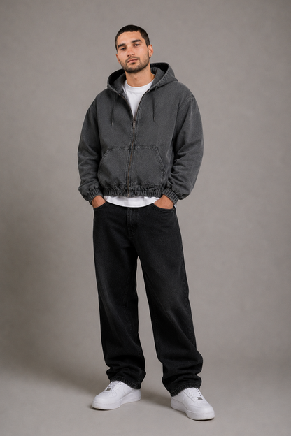 Campera Jean Boxy Duke Gris Claro
