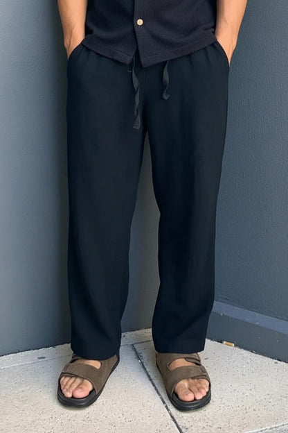Pantalon Lino Toscana Negro