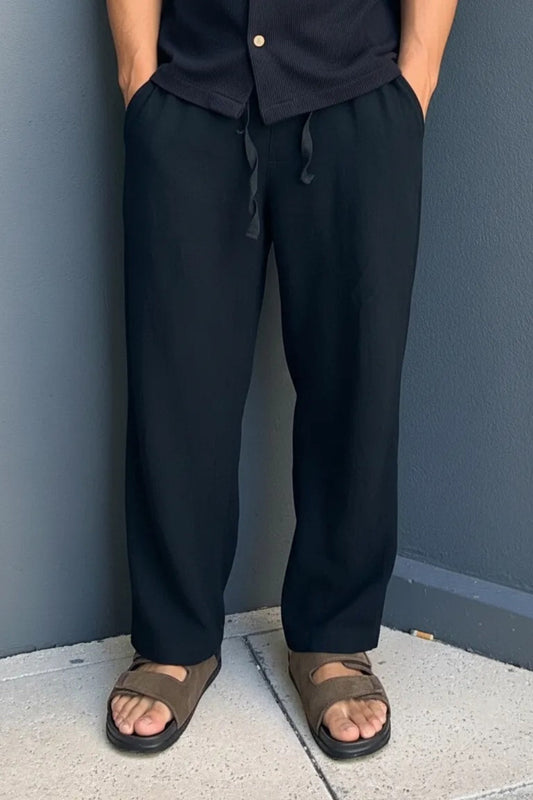 Pantalon Lino Toscana Negro