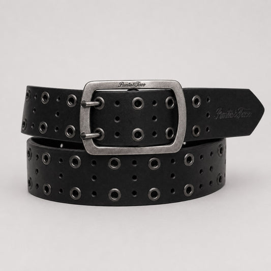 Cinto Cuero Casual Punch Negro