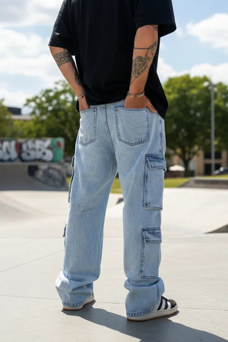 Cargo Baggy 4 Bolsillos Detroit Celeste